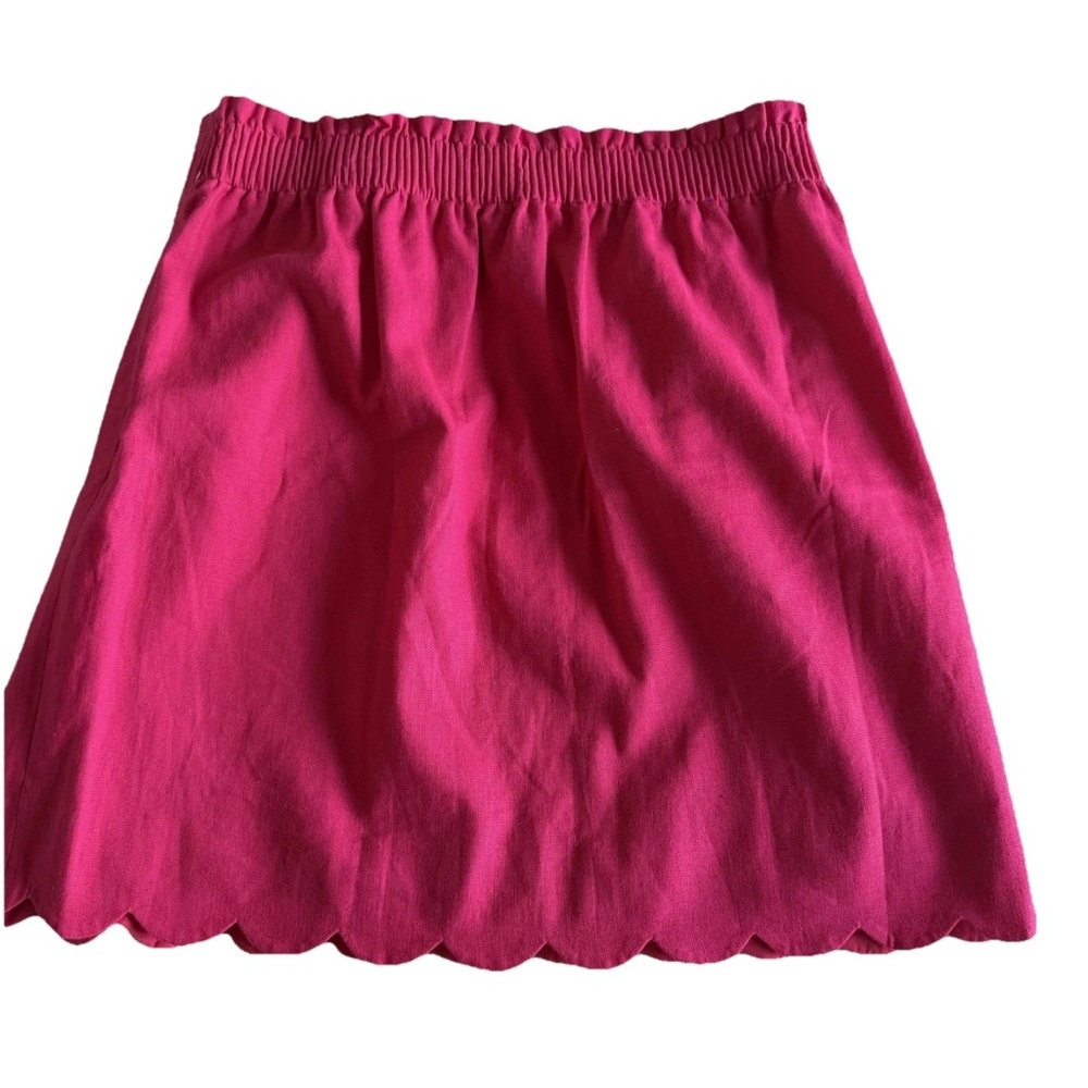 J Crew Skirt Womens 10 Scallop Hem Mini Linen Blend Lined Pockets Preppy NWT - Picture 2 of 10